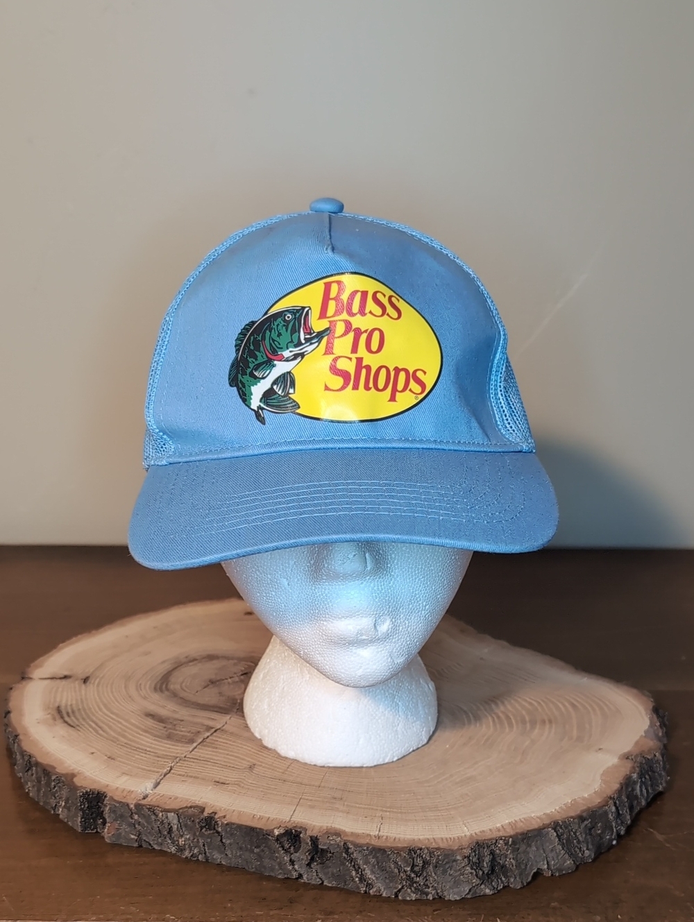 Bass Pro Shops Light Blue Mesh Back Hat with Yellow Logo